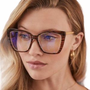 DIFF Becky IV Bluelight Glasses Tigers Eye Blue Light Blocking Clear Lens #111